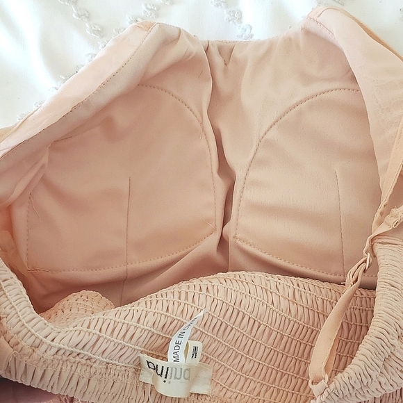 NWT Lace soft dusty rose pink smocked mini dress size medium - Picture 8 of 9